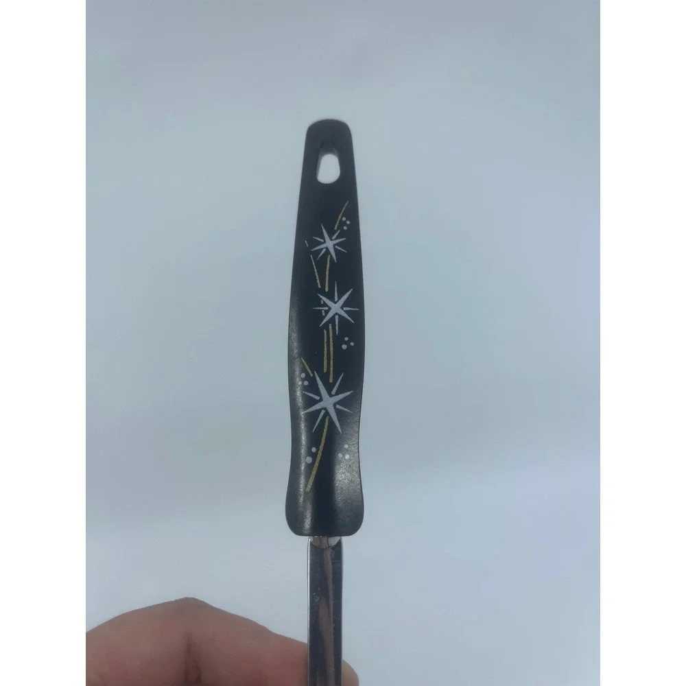 Vintage Ekco Stainless Steel Soup Ladle Black Atomic Starburst 10
